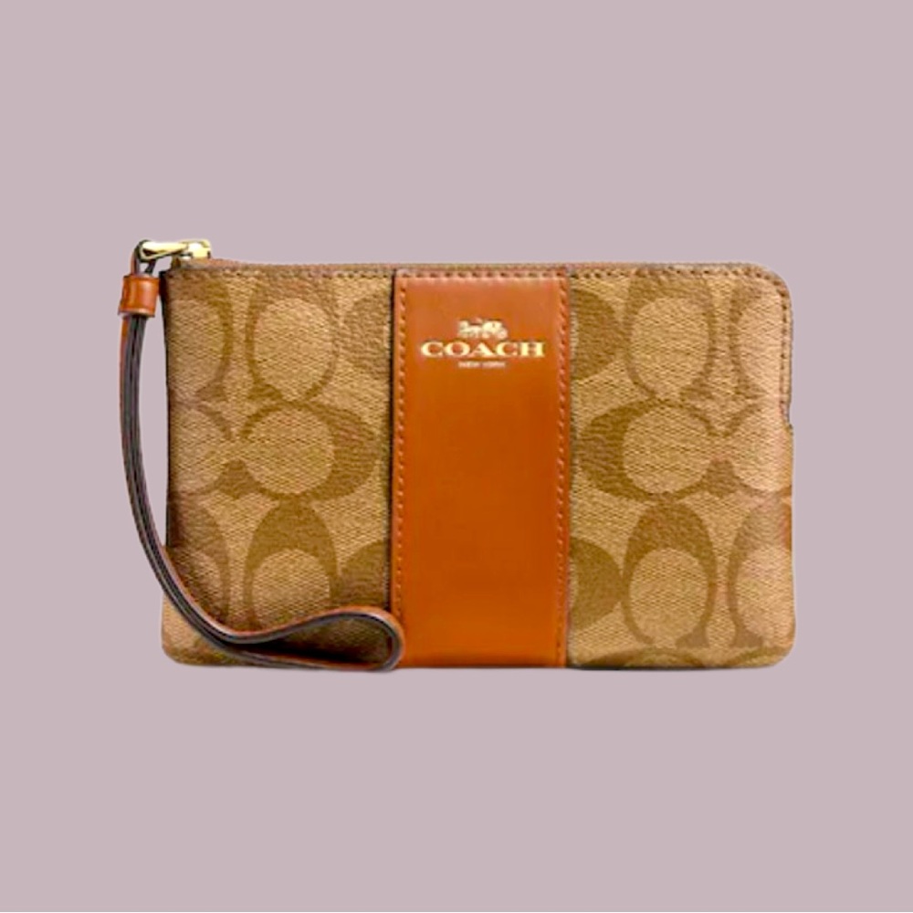 COACH Corner Zip Wristlet In Signature Canvas